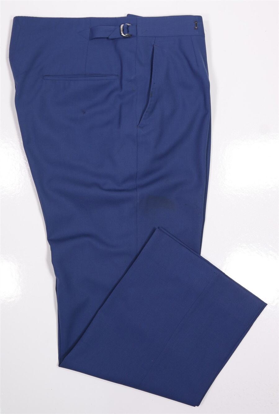 Oxxford Custom Made for Gov Carl Sanders Royal Blue Wool Dress Pants 32x27